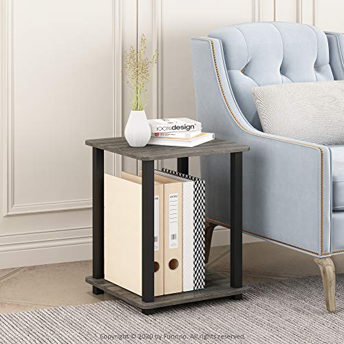 Furinno Simplistic Set of 2 End Table, French Oak Grey/Black