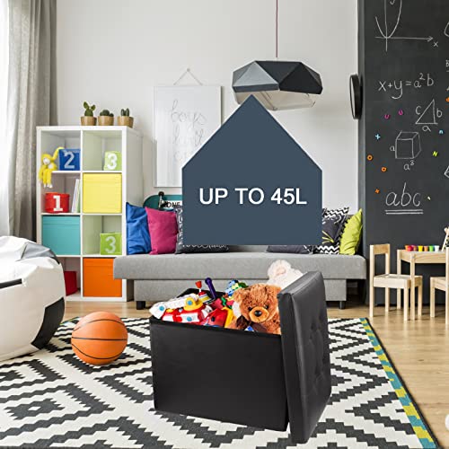 eMOUSE Storage Ottoman Folding Ottomans Footrest Ottoman for Living Room Bedroom Room Small Bench Storage Ottoman Cube Black L17W13H13IN