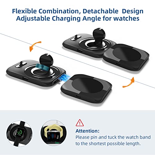 CIVPOWER Wireless Magnetic Charging Station 4 in 1, Mag-Safe Charger Compatible for iPhone 15/14/13/12/11, Fast Charge Pad Compatible for Apple Watch Ultra/8/7/SE2/Airpods 1 2/ Pro1 2(QC 3.0 Adapter)