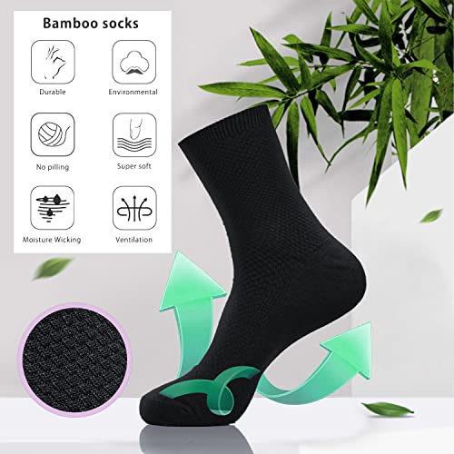 MissShorthair 6 Pairs Men's Bamboo Dress Socks,Moisture Wicking Durable Mens Socks,Soft Breathable Bamboo Socks for Men,Navy/Gray/Black