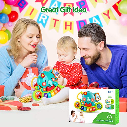 Baby Piano Toy 6 to 12 Months Elephant Light Up Music Baby Toys for 6 9 12 18 Months Early Learning Educational Piano Keyboard Infant Toys Baby Girl Piano Toy Gift Toy for 1 Year Old Boys Girls