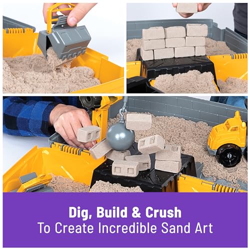 Kinetic Sand, Construction Site Folding Sandbox with Toy Truck and 2lbs of Play Sand, Sensory Toys, for Kids Ages 3 and up