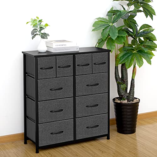 AZL1 Life Concept 10, Wide Fabric Storage and Organization, Bedroom Dresser, Chest of Drawers for Living Room, Grey-10-Drawers (2)