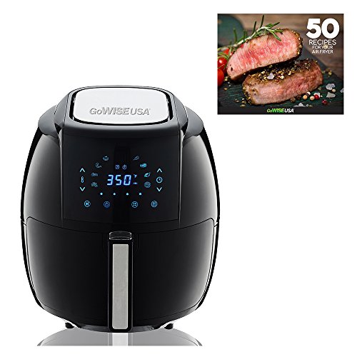 GoWISE USA 1700-Watt 5.8-QT 8-in-1 Digital Air Fryer with Recipe Book, Black