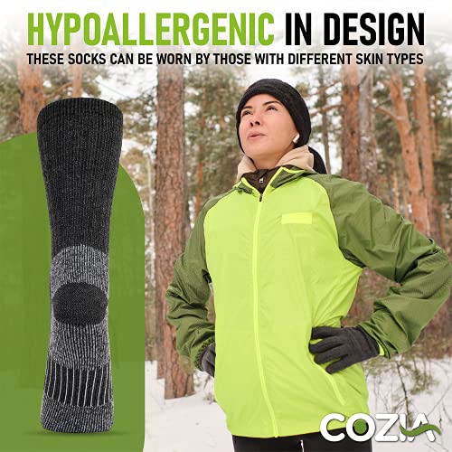 Merino Wool Socks Casual Warm Socks for Winter Cozy Boot Socks for Men & Women Black ML