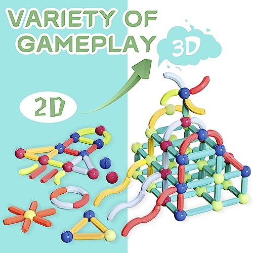 Boys Girls Toys Age 4-5,Little Boy Girl Toys Magnetic Blocks Sticks Tiles Construction Building, Learning Education Stem Preschool Toddler Kids Toys for 3+ Year Old, Montessori Toys for Toddlers Gifts
