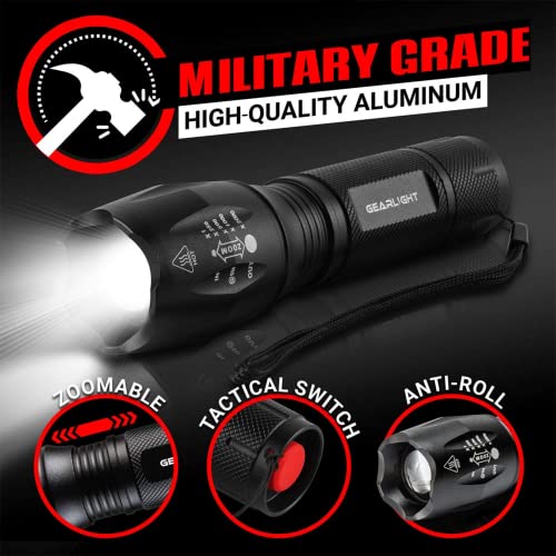 GearLight LED Flashlights - Mini Camping Flashlights with 5 Modes, Zoomable Beam - Powerful and Bright for Outdoor Use