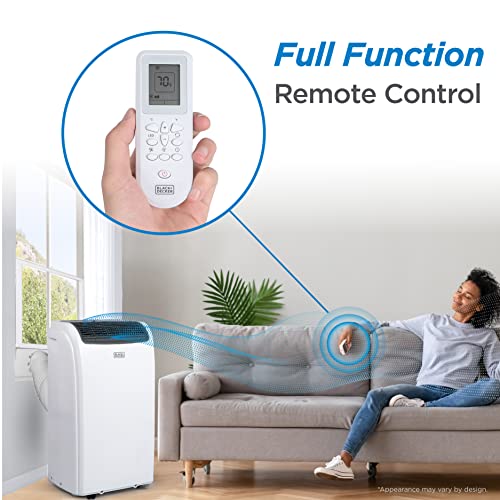 BLACK+DECKER 12,000 BTU Air Conditioner Portable for Room up to 550 Sq. Ft, 4-in-1 AC Unit, Dehumidifier, Heater, & Fan, Portable AC with Installation Kit & Remote Control