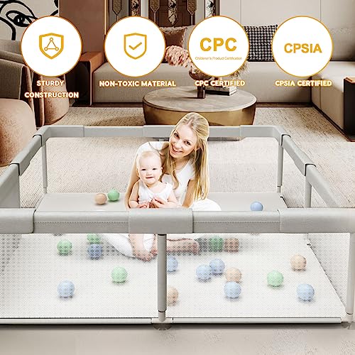 Baby Playpen Play Pens for Babies and Toddlers Baby Fence Baby Play Yards for Indoor & Outdoor with Breathable Mesh Anti-Fall Playpen