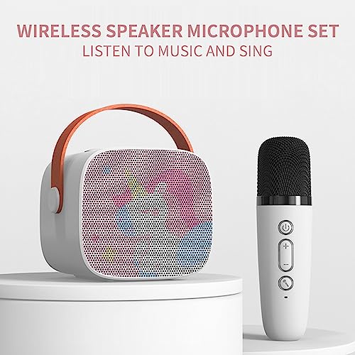 Snowall Mini Karaoke Machine for Kids, Portable Bluetooth Speaker with Wireless Microphone,Kids Music Player Toys for Girls and Boys,3,4, 5, 6, 7, 8+ Years Old, Teens Birthday (White-Unicorn)