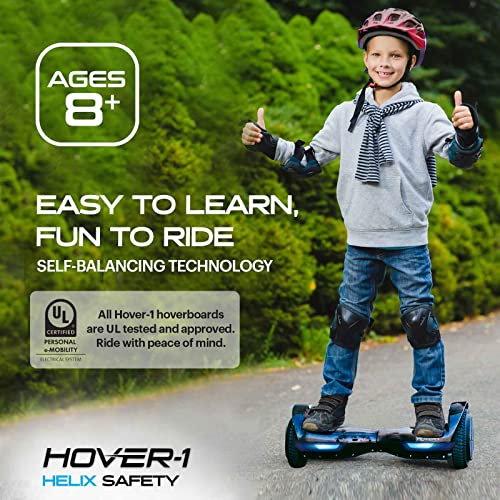 Hover-1 Helix Electric Hoverboard | 7MPH Top Speed, 4 Mile Range, 6HR Full-Charge, Built-In Bluetooth Speaker, Rider Modes: Beginner to Expert, Black