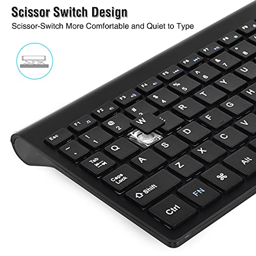 Wireless Keyboard Mouse Combo, Energy Saving Silent Ultra - Thin Full Sized Wireless Keyboard Mouse 3 Level DPI Adjustable Mouse for Computer, Laptop and Desktop