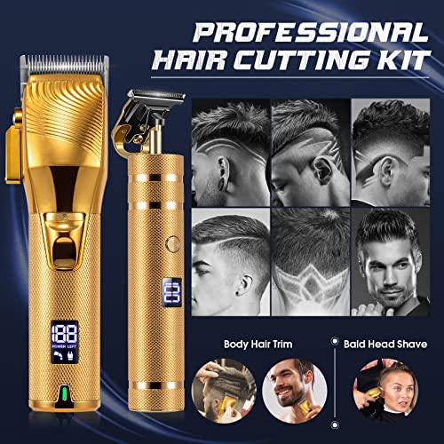 Hair Clippers for Men, Professional Hair Trimmer Set Cordless Barber Clippers Beard Trimmer Hair Cutting Kit Rechargeable T Outliner Shaver Zero Gapped Haircut Grooming Kit Gifts for Men