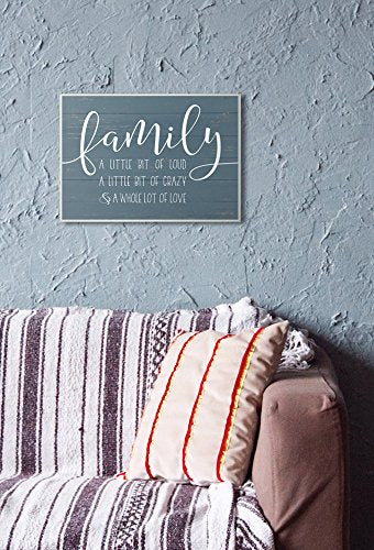 Stupell Industries Family Loud Crazy Love, Design by Lettered and Lined Wall Art, 13 x 19, Blue