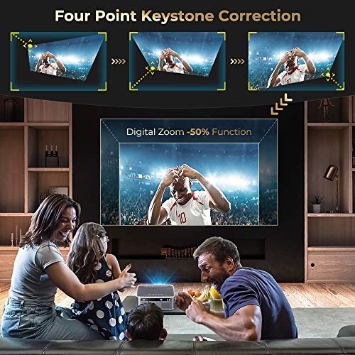 DBPOWER Native 1080P 5G 4K WiFi Projector, Upgrade 20000L 500 ANSI FHD Outdoor Movie Projector, Support 4P+4D Keystone/Zoom/PPT, 300" Portable Mini Video Projector Compatible w/Phone/Laptop/DVD/PC/TV