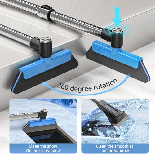 Cimesen 37" Ice Scrapers for Car Windshield Extendable Snow Brush for Car with 360° Pivoting Brush Head for Cars,Trucks, SUVs