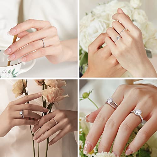 SMILEST 1.8MM Moissanite Rings for Women, D Color VVS1 Clarity Lab Created Diamond Wedding Band 14K Gold Plated S925 Sterling Silver Half Eternity Ring Moissanite Wedding Rings for Women Mom Wife Gift