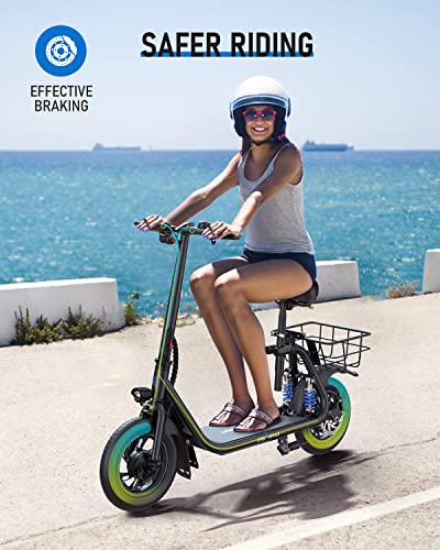 URBANMAX C1 Pro Electric Scooter with Seat, 450W Powerful Motor up to 25 Miles Range, Folding Electric Scooter for Adult Max Speed 18.6 Mph, Escooter for Commuting with Basket