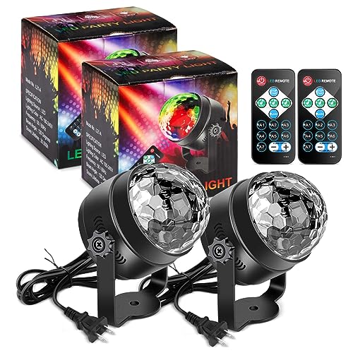 Litake Party Lights Disco Dance Ball Lights LED Club Lights, 7 Patterns Sound Activated with Remote Control Dj Ball Lights Stage Light for Halloween Xmas Party Dance Club Karaoke Home Wedding 2 Pack