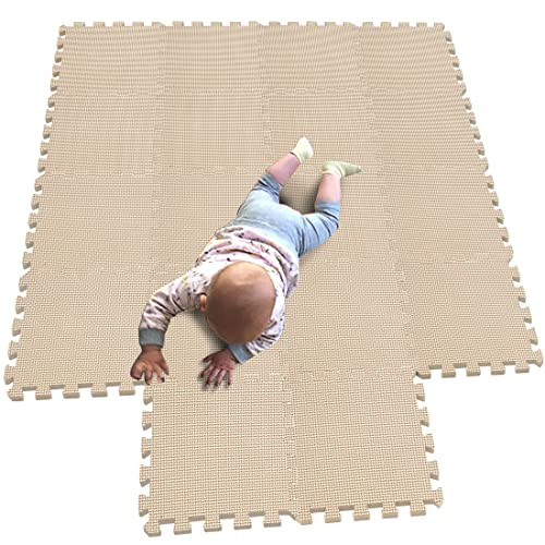 MQIAOHAM® Children Puzzle mat Play mat Squares Foam Play mat Tiles Baby mats for Floor Puzzle Puzzle mat Childrens Soft Play mats Girl playmat Carpet Interlocking Foam Floor mats for Baby Beige 110
