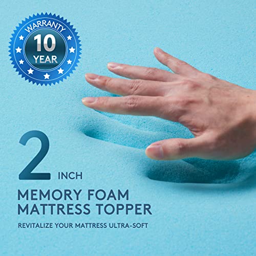 HYLEORY Dual Layer 4 Inch Memory Foam Mattress Topper Twin Size, Breathable & Medium Support, 2 Inch Cooling Gel Memory Foam & 2 Inch Viscose from Bamboo Pillow Top Mattress Pad Cover for Back Pain