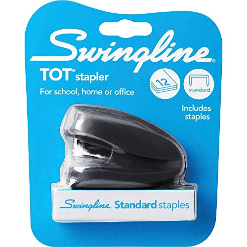 Swingline Tot Mini Stapler, 12 Sheet Capacity, Jam Free, includes 1000 Staples and Built-In Staple Remover, Black (79171)
