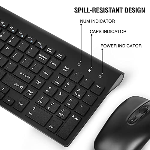 Wireless Keyboard Mouse Combo, Energy Saving Silent Ultra - Thin Full Sized Wireless Keyboard Mouse 3 Level DPI Adjustable Mouse for Computer, Laptop and Desktop