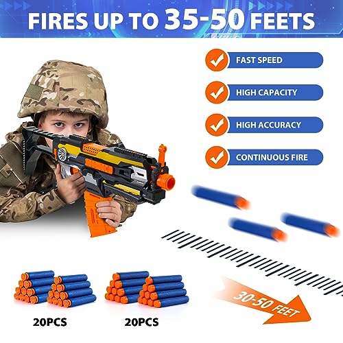 Automatic Toy Gun, Electric Toy Foam Blasters & Guns with 40 Bullets, Kids Toys for 6 7 8 9+ Year Old Boys, Cool Great Birthday Gift for Kids, Teens & Adults
