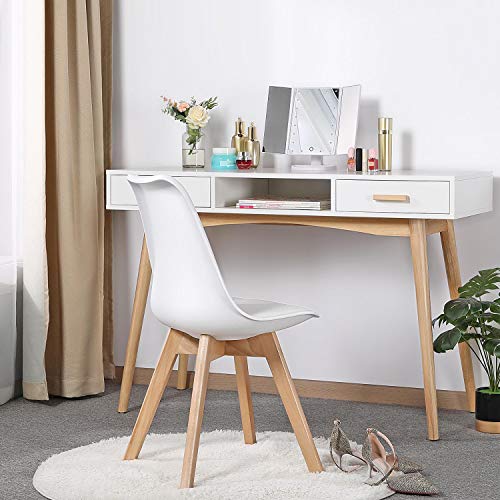 Yaheetech Chairs for Dining Room Dining Chairs DSW Chair Accent Shell Chair with Beech Wood Legs Modern Mid Century Eiffel Inspired Chair Dining Room Chairs Set of 4 Kitchen Chairs White,4Pcs