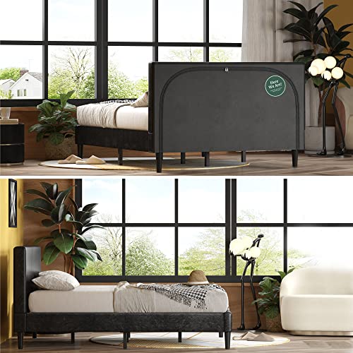 ZINUS Jade Faux Leather Upholstered Platform Bed Frame / Mattress Foundation with Wood Slat Support / No Box Spring Needed / Easy Assembly, Full