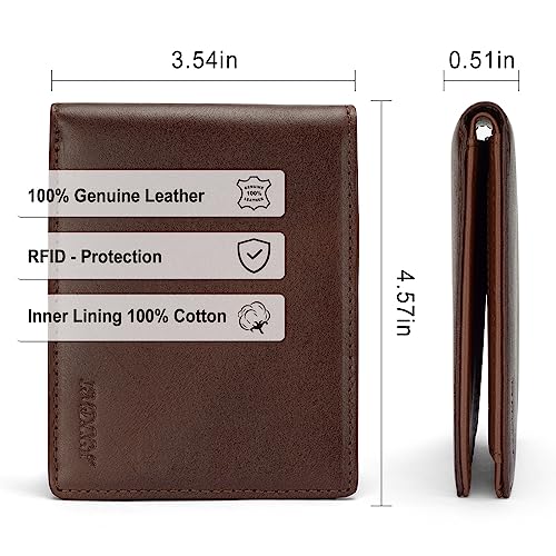 IMDCGYY Slim Wallet for Men Genuine Leather Carbon Fiber Card Holder Money Clip Rfid Blocking Mens Front Pocket Wallet
