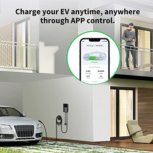 Autel MaxiCharger Home Electric Vehicle (EV) Charger, up to 40 Amp, 240V, Level 2 WiFi and Bluetooth Enabled EVSE, NEMA 14-50 Plug, Indoor/Outdoor, 25-Foot Cable with Separate Holster, Dark Gray