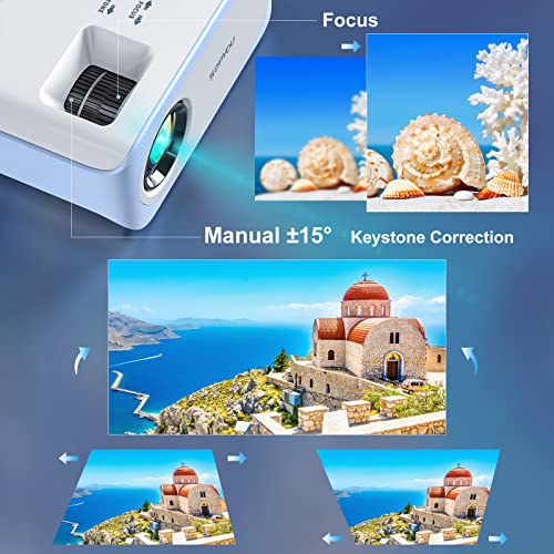 Mini Projector, Native 1080P Full HD 9000L SOPYOU Movie Outdoor Projector 4K Supported, Video Mini Portable Projector for HDMI, USB, Laptop, TV Stick, PS5, IOS & Android, U Disk