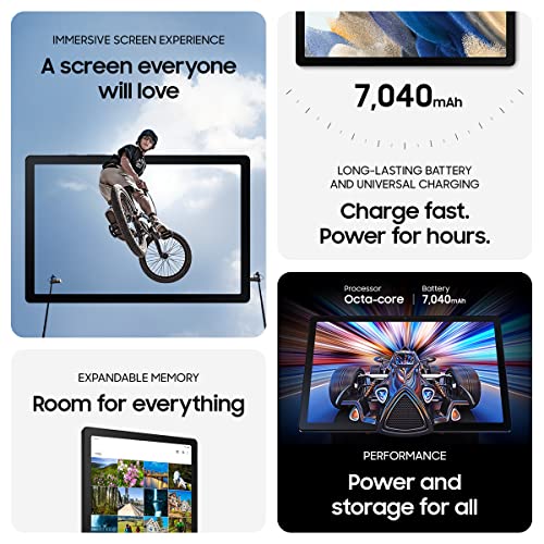 SAMSUNG Galaxy Tab A8 10.5” 128GB Android Tablet, LCD Screen, Kids Content, Smart Switch, Expandable Memory, Long Lasting Battery, Fast Charging, US Version, 2022, Dark Gray