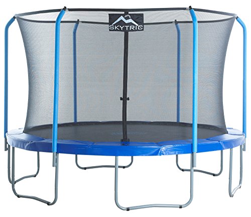Machrus SKYTRIC Enclosed Trampoline 8FT 11FT 13 FT 15FT, Trampoline Kids, Trampoline Adults, Trampoline Kids and Adults, Kids Trampoline, Recreational Trampolines, Safety Net, Blue