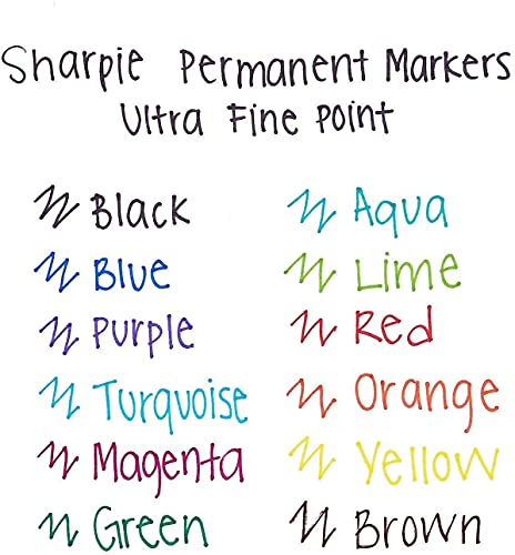 SHARPIE Permanent Markers, Ultra Fine Point, Black, 12 Count - 1 Pack