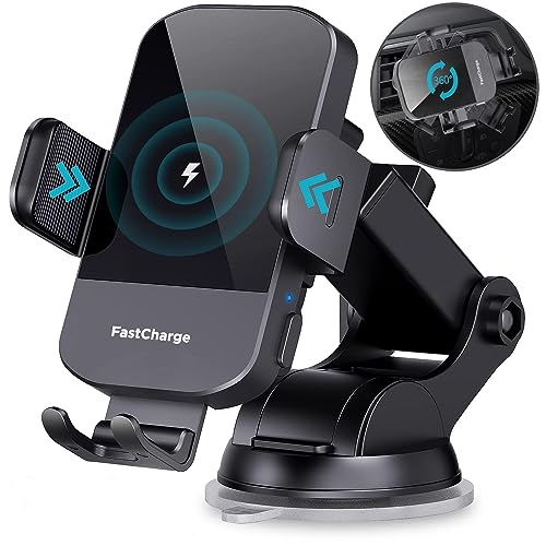 Wireless Car Charger, CHGeek 15W Fast Charging Auto Clamping Car Charger Phone Mount Phone Holder fit for iPhone 15 14 13 12 11 Pro Max Xs, Samsung Galaxy S23 Ultra S22 S21 S20, S10+ S9+ Note 9, etc