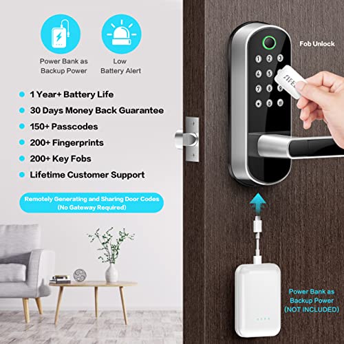 Sifely Keyless Entry Door Lock, Keypad Door Lock, Keyless Door Lock, Fingerprint Door Lock, Biometric Door Lock, Keypad Entry Door Lock, Passcode Code Door Lock, Digital Smart Door Lock (Smart Lock)