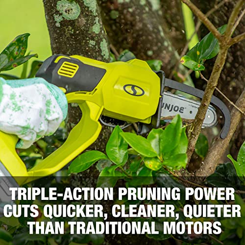 Sun Joe 24V-HCS-LTE-P1 24-Volt iON+ Cordless Mini Chainsaw, Green & SWJ-OIL Premium Bar, Chain and Sprocket Oil, All Season Chainsaw Chain Lubrication, 1-Quart