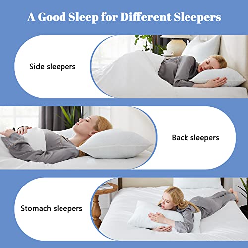 HomeMate Side Sleeper Pillow for Neck and Shoulder Pain Relief - Bed Pillows Sleeping 19" x 29" Set of 2 Adjustable Soft White Memory Foam Curved with Removable Washable Cover