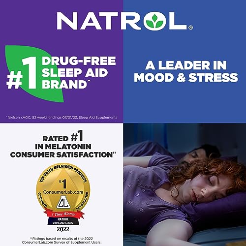 Natrol Melatonin Advanced Sleep Tablets with Vitamin B6, Helps You Fall Asleep Faster, Stay Asleep Longer, 2-Layer Controlled Release, 100% Drug-Free, Maximum Strength, 10mg, 30 Count