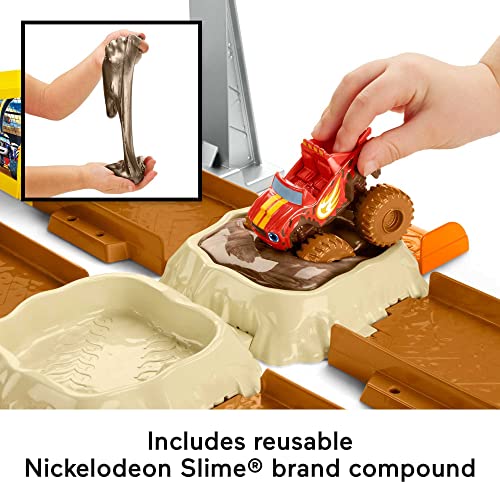 Fisher-Price Blaze and the Monster Machines Toy Cars Playset, Mud Pit Race Track with Blaze & Crusher Plus Slime for Ages 3+ Years