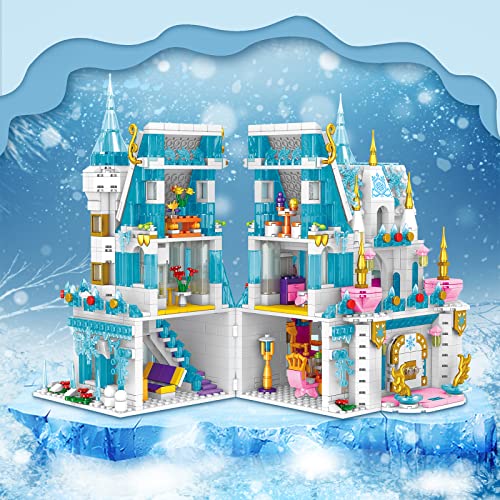 Insgen Micro-Particle Dream Ice Princess Castle Modular Building Blocks House Set for Girls, Building Kit with Mini Dolls, 1972 pcs Ideas Model Bricks Birthday Gift Friends House Playset Toy