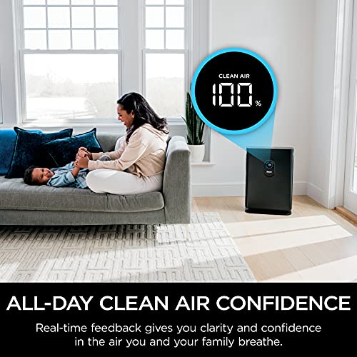Shark HE402AMZ Air Purifier 4 True HEPA with Microban Protection Cleans up to 1000 Sq. Ft., Captures 99.98% of particles, allergens, smoke, odors to 0.1–0.2 microns, Advanced Odor Lock, 4 Fan, Grey