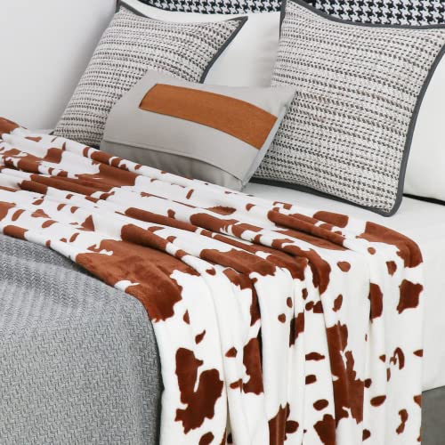 Cow Print Blanket All-Season Fleece Plush Flannel Brown Blankets and Throws Soft Warm Cute Cozy Baby Blanket Lightweight Fuzzy Cow Print Throw Blanket for Toddler Girls Boys Bed Sofa Couch 40x50 inch