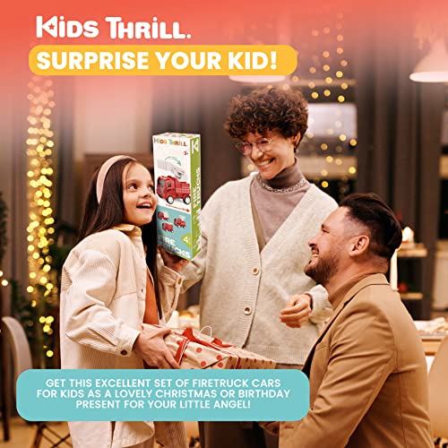 KIDSTHRILL Small Fire Trucks for Boys and Girls, Four Different Kinds of fire Truck Toys for 3 4 5 6 7 Year Old Boys and Girls