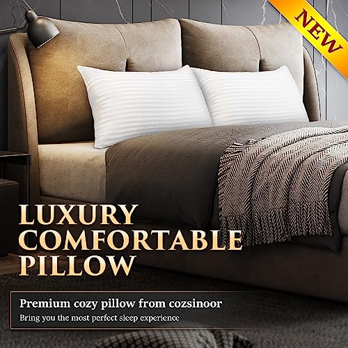 COZSINOOR Bed Pillows for Sleeping Queen Size Set of 2, Hotel Quality Cooling Down Alternative Microfiber Filled for Back Stomach Side Sleepers for Adults Neck Support Pillow Breathable Skin-Friendly