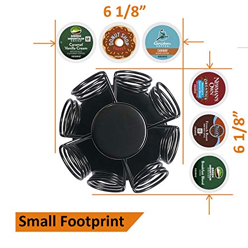 K Cups Holder,K Cup Carousel, Coffee Pods Storage Organizer Stand,Comes All in One Piece,No Assembly Required,1 Count,Black (Capacity of 40 Pods, Black)