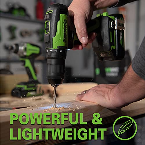 Greenworks 48V 17" Brushless Cordless Lawn Mower + 24V Brushless Drill / Driver, (2) 4.0Ah USB Batteries (USB Hub) and Dual Port Rapid Charger Included (2 x 24V)