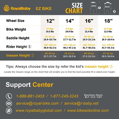 Royalbaby Freestyle EZ Kids Bike, Easy Learn Balancing to Biking, 16 Inch Balance & Pedal Bicycle, Instant Assembly Boys Girls Ages 4-7 Years, 16" Yellow